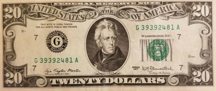 20 dollar bill serial number with star